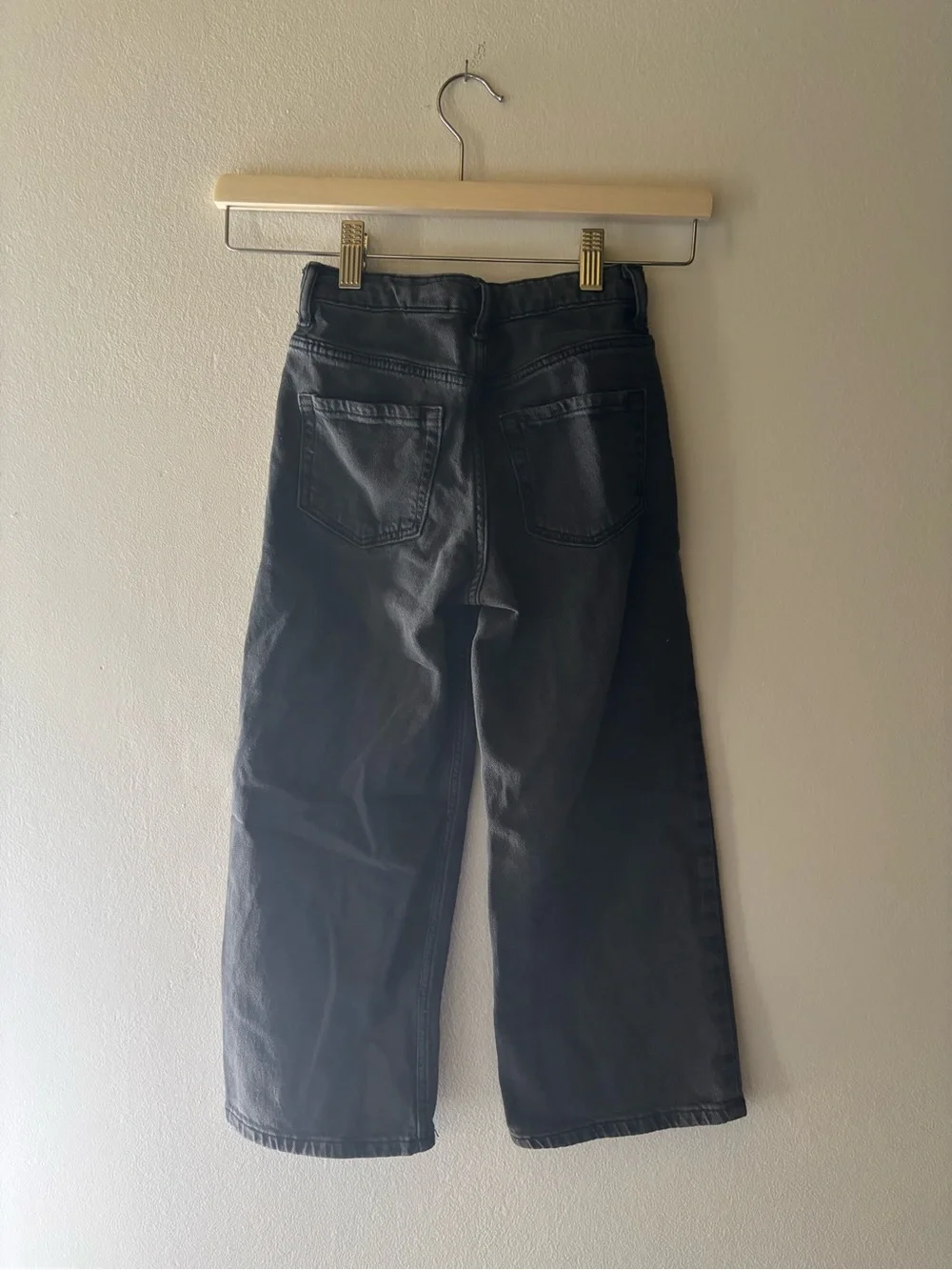 Girl’s High-Waist Wide-Leg Black Jeans